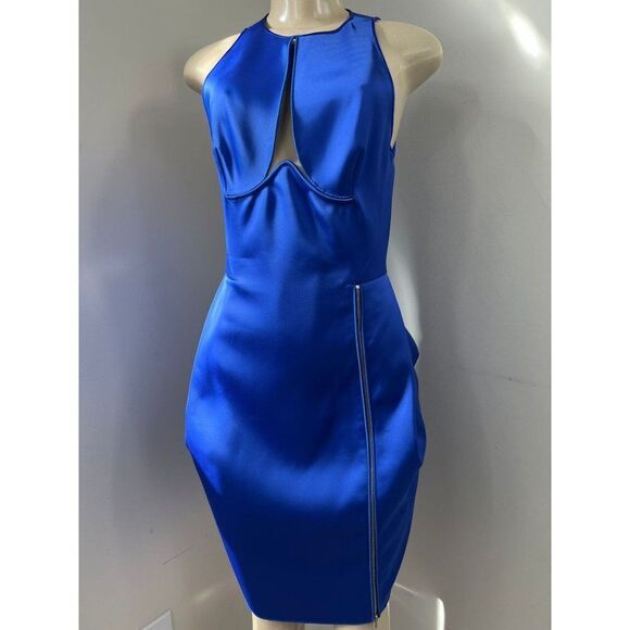 DION LEE Cobalt Blue Radius Poly Cutout Sleeveless Sheath Mini Dress Siz… - Picture 7 of 12